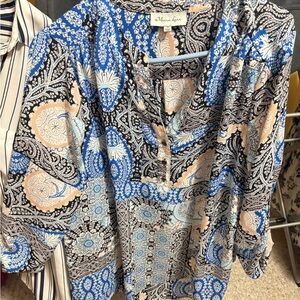 Nina Leonard Multicolor Paisley Blouse